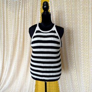 🦋 5 for $25 A New Day Black and White Striped Crochet Knit Sweater - Size L